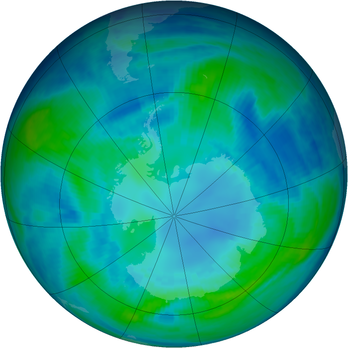 Antarctic ozone map for 15 April 1998